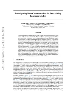 Investigating Data Contamination for Pre-training Language Models