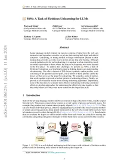 TOFU: A Task of Fictitious Unlearning for LLMs