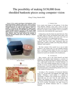 The possibility of making \$138,000 from shredded banknote pieces using
  computer vision