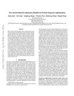 Tree Search-Based Evolutionary Bandits for Protein Sequence Optimization