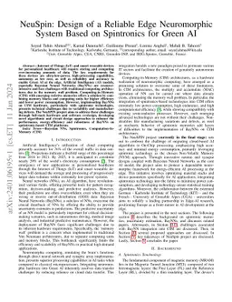 NeuSpin: Design of a Reliable Edge Neuromorphic System Based on
  Spintronics for Green AI