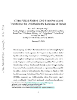 xTrimoPGLM: Unified 100B-Scale Pre-trained Transformer for Deciphering
  the Language of Protein