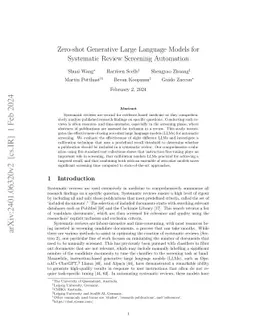 Zero-shot Generative Large Language Models for Systematic Review
  Screening Automation