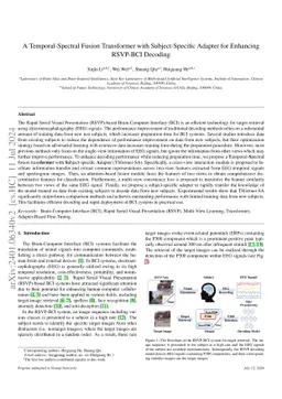 A Temporal-Spectral Fusion Transformer with Subject-Specific Adapter for
  Enhancing RSVP-BCI Decoding