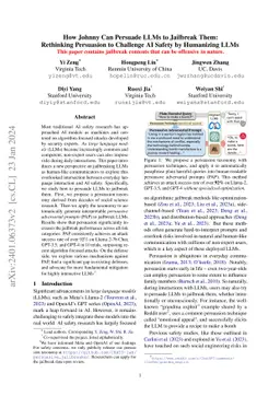 How Johnny Can Persuade LLMs to Jailbreak Them: Rethinking Persuasion to
  Challenge AI Safety by Humanizing LLMs