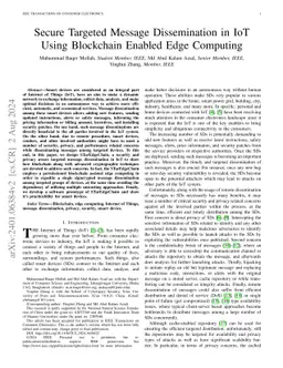 Secure Targeted Message Dissemination in IoT Using Blockchain Enabled
  Edge Computing