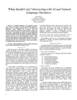 What should I say? -- Interacting with AI and Natural Language
  Interfaces