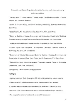 Uncertainty quantification for probabilistic machine learning in earth
  observation using conformal prediction