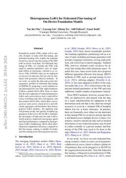 Heterogeneous LoRA for Federated Fine-tuning of On-Device Foundation
  Models