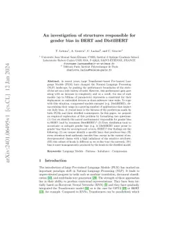 An investigation of structures responsible for gender bias in BERT and
  DistilBERT