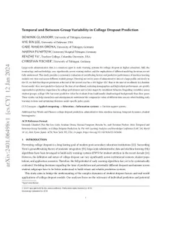 Temporal and Between-Group Variability in College Dropout Prediction