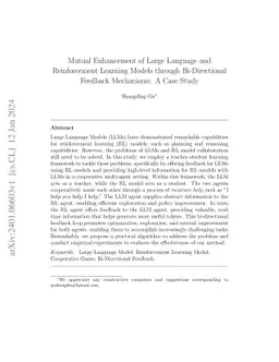 Mutual Enhancement of Large Language and Reinforcement Learning Models through Bi-Directional Feedback Mechanisms: A Planning Case Study