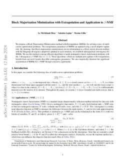 Block Majorization Minimization with Extrapolation and Application to $β$-NMF
