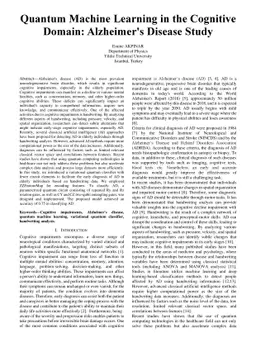 Quantum Machine Learning in the Cognitive Domain: Alzheimer's Disease
  Study