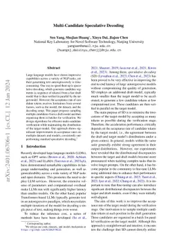 Multi-Candidate Speculative Decoding