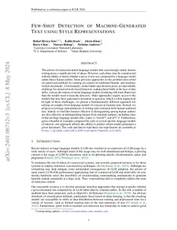 Few-Shot Detection of Machine-Generated Text using Style Representations