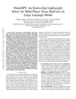 PokerGPT: An End-to-End Lightweight Solver for Multi-Player Texas
  Holdém via Large Language Model