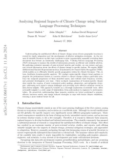 Analyzing Regional Impacts of Climate Change using Natural Language
  Processing Techniques