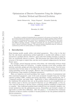 Optimization of Discrete Parameters Using the Adaptive Gradient Method
  and Directed Evolution