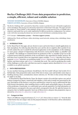 RecSys Challenge 2023: From data preparation to prediction, a simple,
  efficient, robust and scalable solution