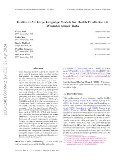 Health-LLM: Large Language Models for Health Prediction via Wearable
  Sensor Data