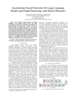 Accelerating Neural Networks for Large Language Models and Graph
  Processing with Silicon Photonics