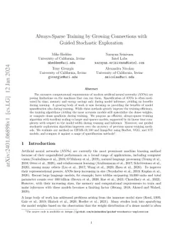 Always-Sparse Training by Growing Connections with Guided Stochastic Exploration