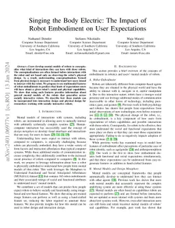 Singing the Body Electric: The Impact of Robot Embodiment on User
  Expectations