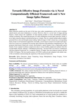 Towards Effective Image Forensics via A Novel Computationally Efficient
  Framework and A New Image Splice Dataset