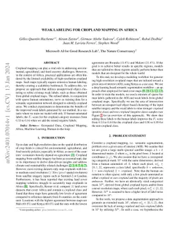 Weak Labeling for Cropland Mapping in Africa