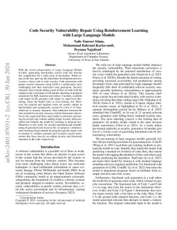 Code Security Vulnerability Repair Using Reinforcement Learning with
  Large Language Models