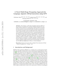 A Novel Multi-Stage Prompting Approach for Language Agnostic MCQ
  Generation using GPT