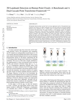 3D Landmark Detection on Human Point Clouds: A Benchmark and A Dual
  Cascade Point Transformer Framework