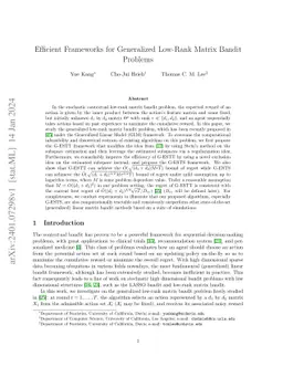 Efficient Frameworks for Generalized Low-Rank Matrix Bandit Problems