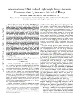 Attention-based UNet enabled Lightweight Image Semantic Communication
  System over Internet of Things