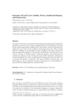 Generative AI in EU Law: Liability, Privacy, Intellectual Property, and
  Cybersecurity