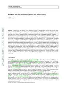 Reliability and Interpretability in Science and Deep Learning