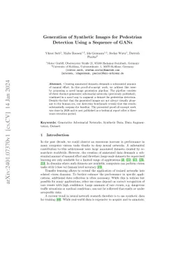 Generation of Synthetic Images for Pedestrian Detection Using a Sequence
  of GANs