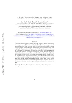 A Rapid Review of Clustering Algorithms