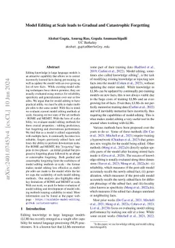 Model Editing at Scale leads to Gradual and Catastrophic Forgetting