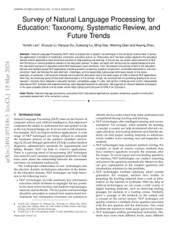 Survey of Natural Language Processing for Education: Taxonomy, Systematic Review, and Future Trends