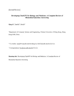 Developing ChatGPT for Biology and Medicine: A Complete Review of
  Biomedical Question Answering