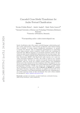 Cascaded Cross-Modal Transformer for Audio-Textual Classification