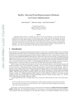 RedEx: Beyond Fixed Representation Methods via Convex Optimization