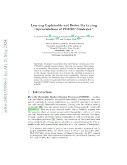 Learning Explainable and Better Performing Representations of POMDP
  Strategies