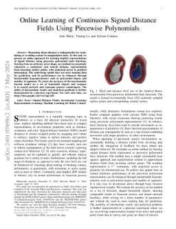 Online Learning of Continuous Signed Distance Fields Using Piecewise
  Polynomials