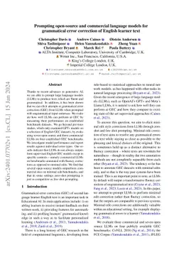 Prompting open-source and commercial language models for grammatical error correction of English learner text