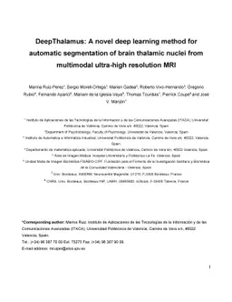 DeepThalamus: A novel deep learning method for automatic segmentation of brain thalamic nuclei from multimodal ultra-high resolution MRI