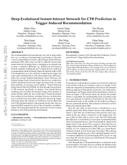 Deep Evolutional Instant Interest Network for CTR Prediction in
  Trigger-Induced Recommendation