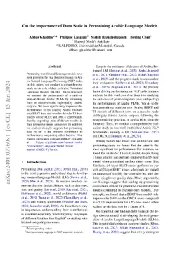 On the importance of Data Scale in Pretraining Arabic Language Models